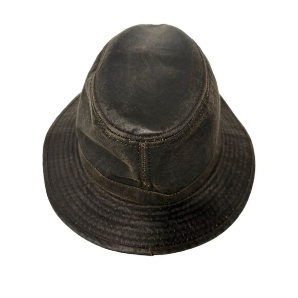 Stetson Mens Size XL Brown Leather Fedora Hat Vintage - Picture 4 of 11